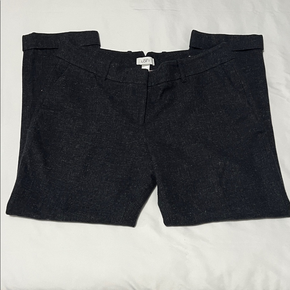 Ann Taylor Loft Dark Grey Wool/Linen Blend Marisa Fit Pants